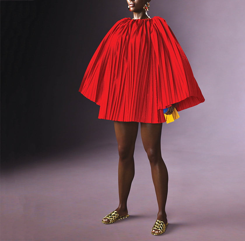 The Kinshasa Backless Mini Dress, shown on a 3-D avatar.