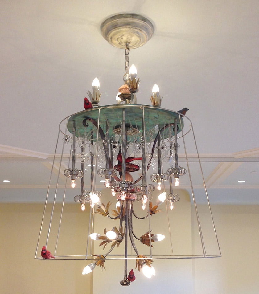 A sprightly chandelier was designed for The Valentine museum shop.