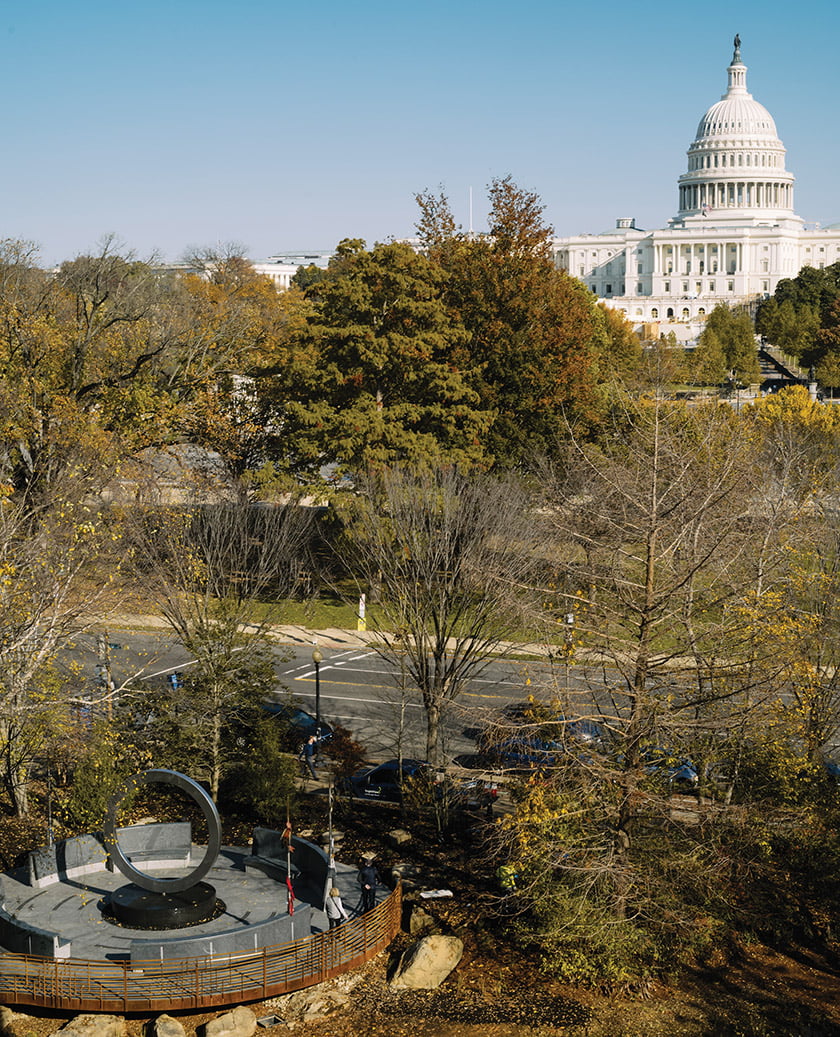National Native American Memorial with Capitol in background