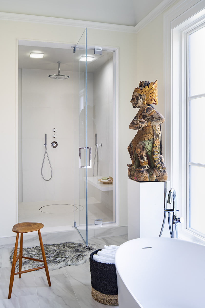 A soothing home spa elevates everyday rituals with a shower that puts steam quality