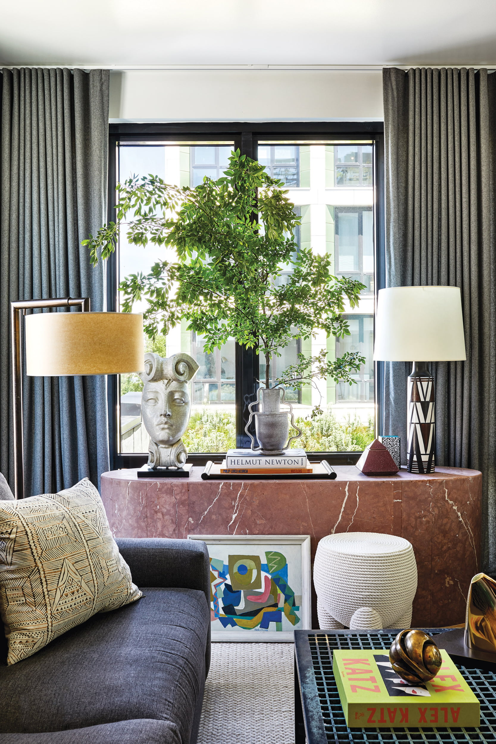 Vintage lamp on 1970s Italian marble table.