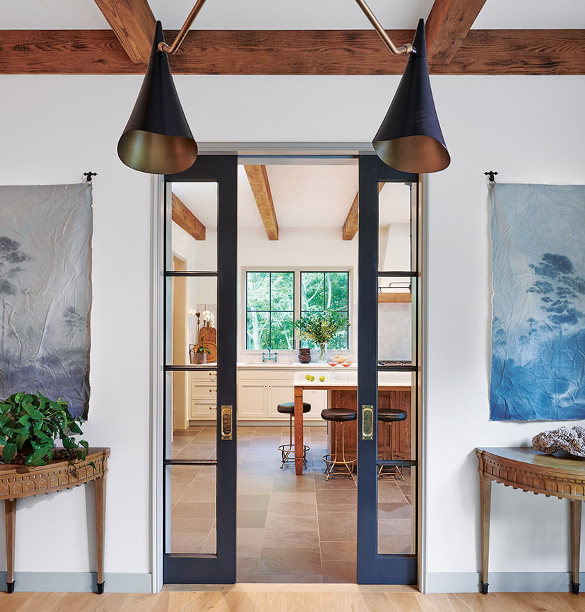 Pocket doors separate the kitchen from the great room.