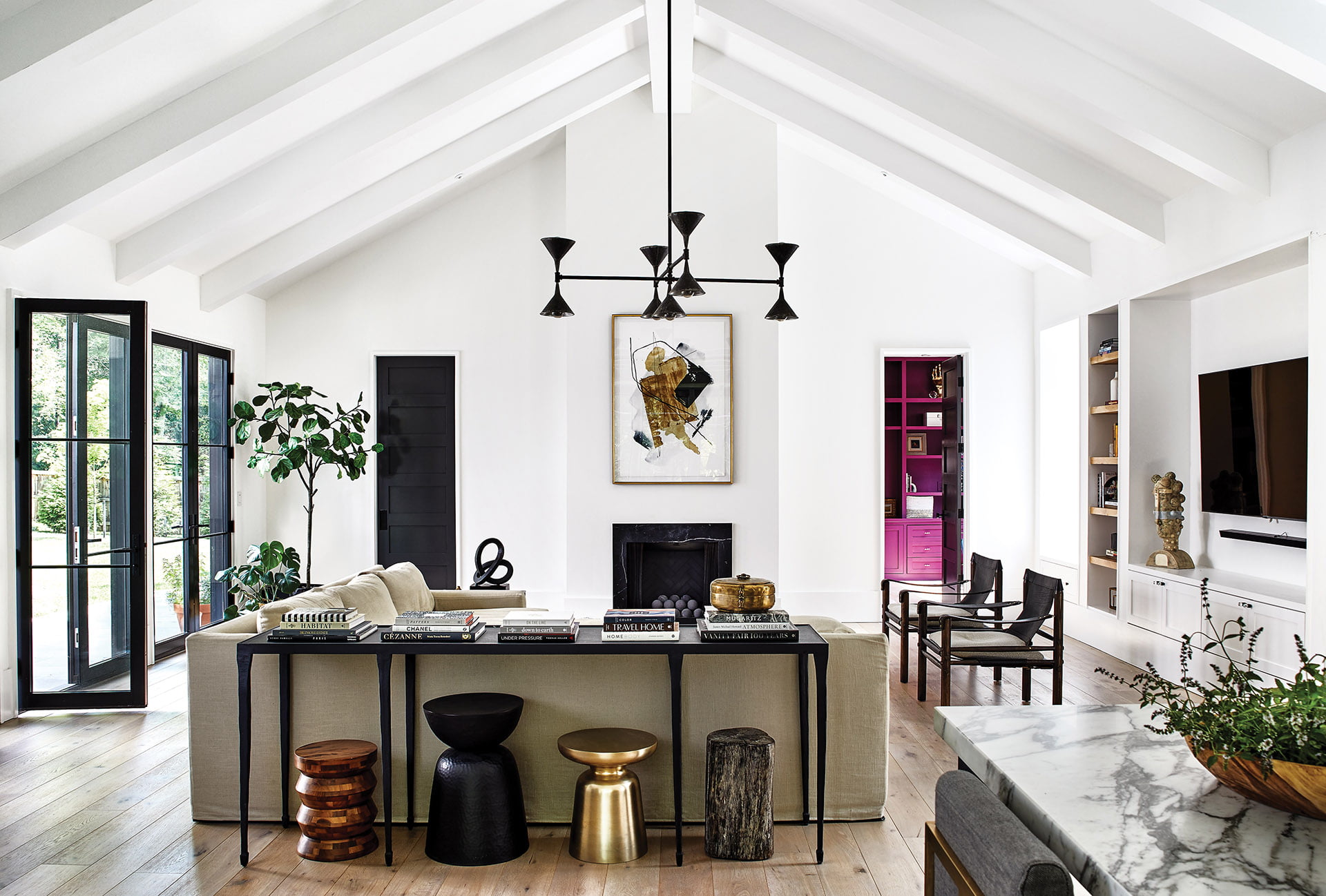 Family room vaulted ceiling