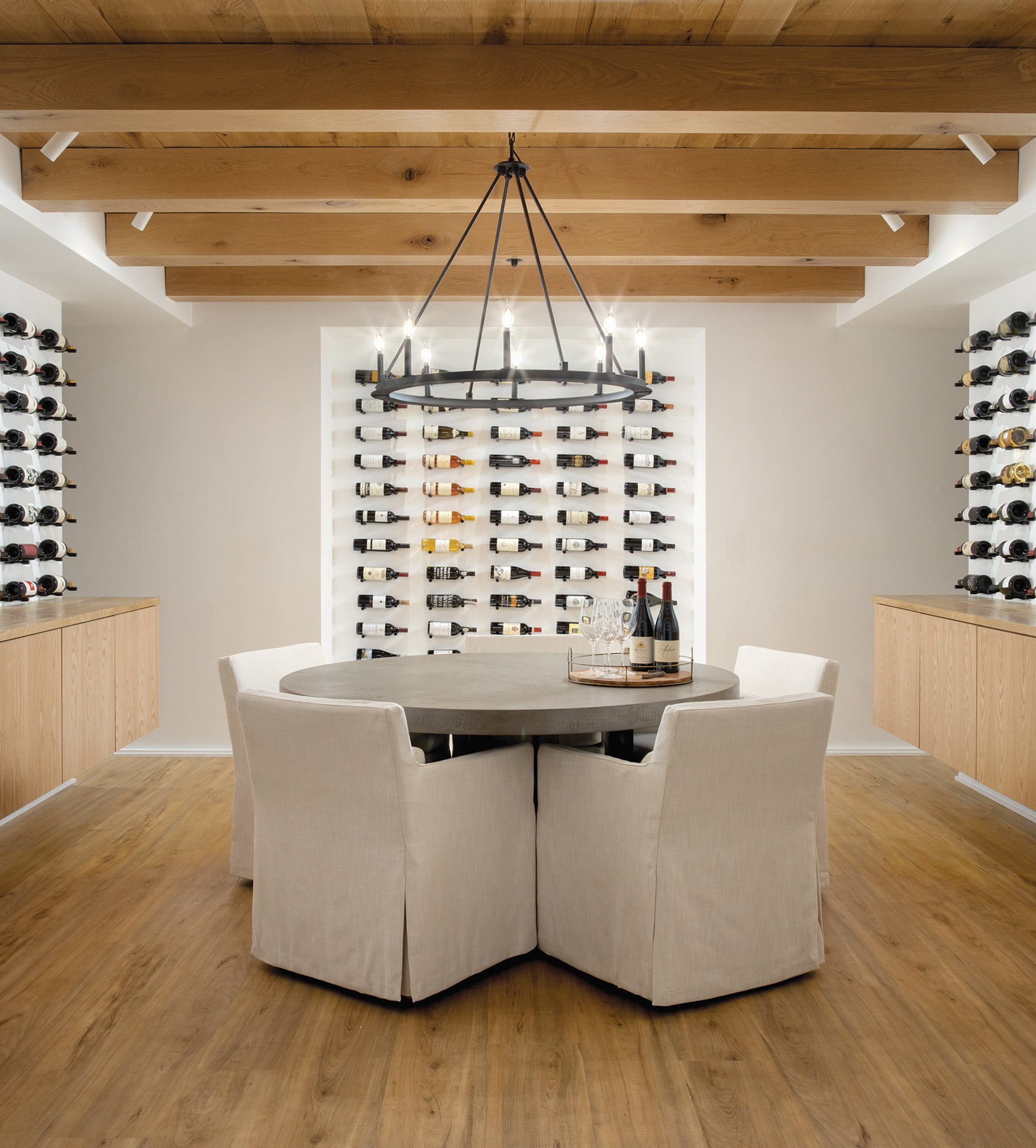 Wine cellar features a tasting room