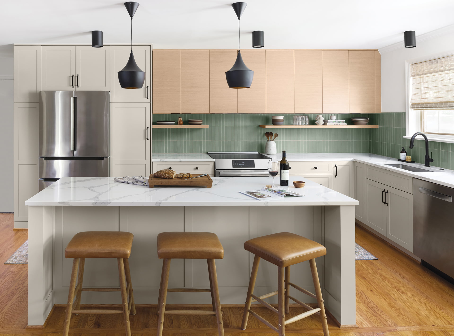 Chic kitchen design with a mid-century modern style