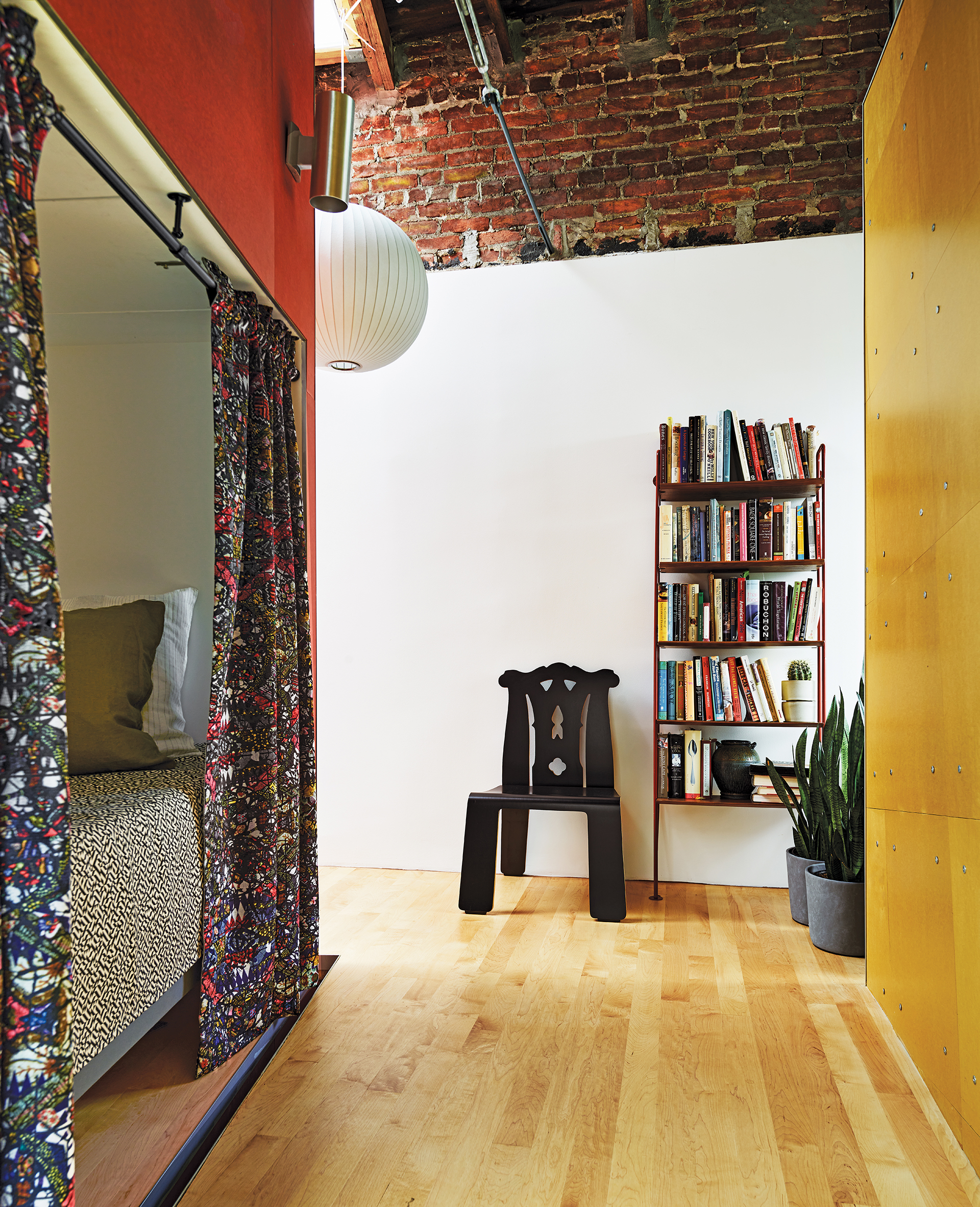 Daybed with Christian Lacroix drapery and vintage 'Chippendale' chair by Robert Venturi for Knoll | Home and Design Magazine
